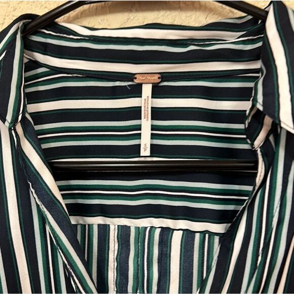 Free People womans mad about you striped silky blouse oversized - S - Picture 4 of 5